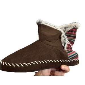 Dearfoams slippers brown womens 7/8